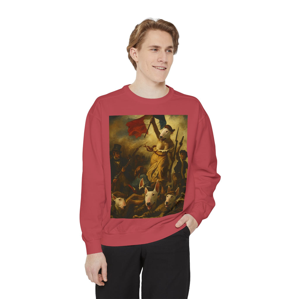 Bull Terrier Liberty Leading the People — after Eugene Delacroix, 1830 | Crewneck