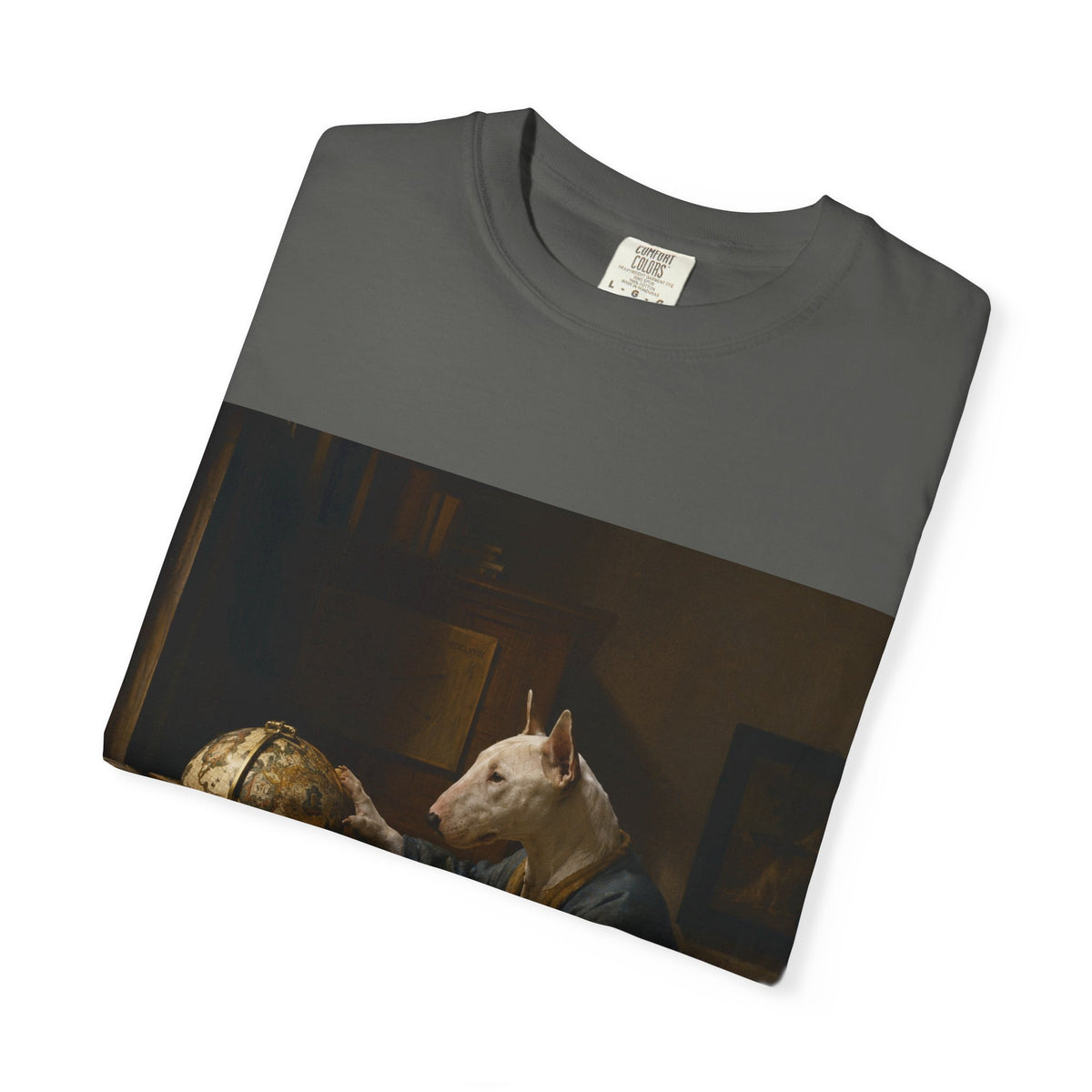 Bull Terrier The Astronomer — after Johannes Vermeer, 1668 | Garment-Dyed Tee