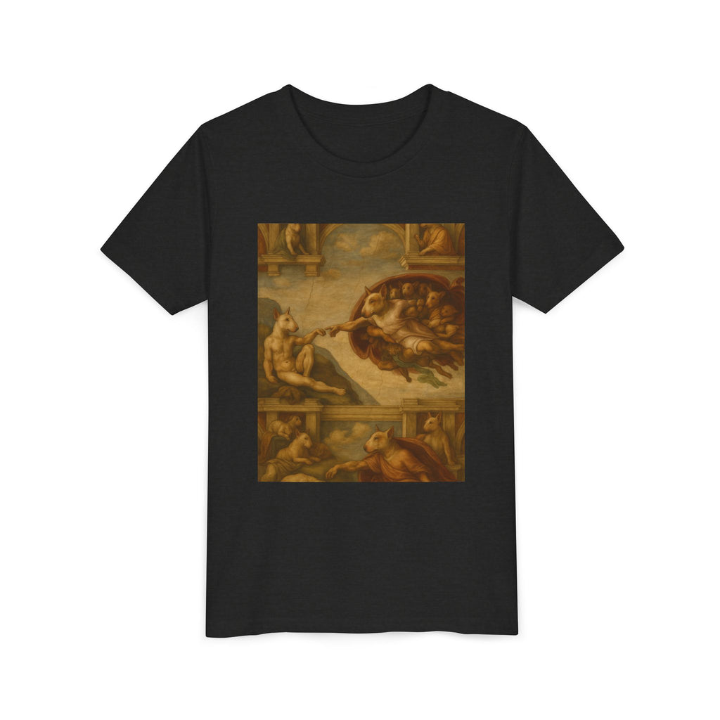 Bull Terrier The Creation of Adam — after Michelangelo, 1512 | Youth Tee