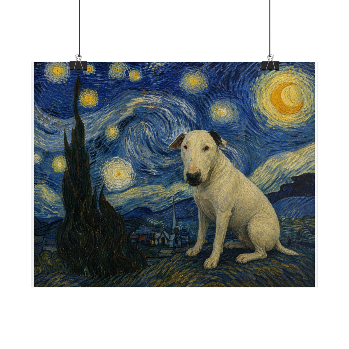 Bull Terrier Starry Night — after Vincent van Gogh, 1889 | Print