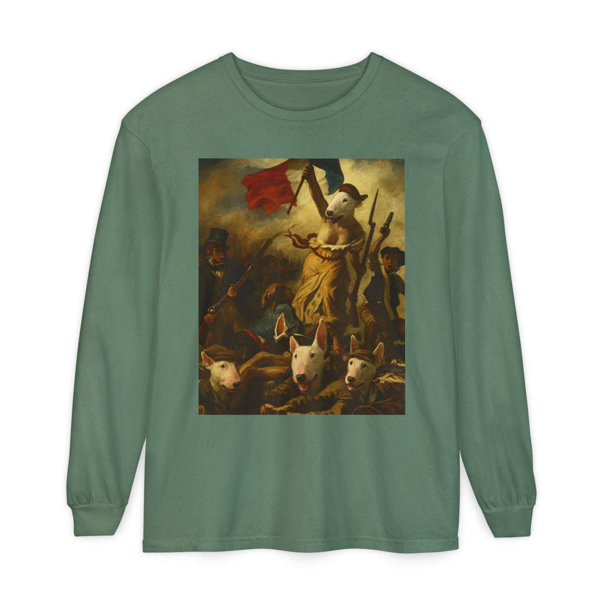 Bull Terrier Liberty Leading the People — after Eugene Delacroix, 1830 | Long Sleeve