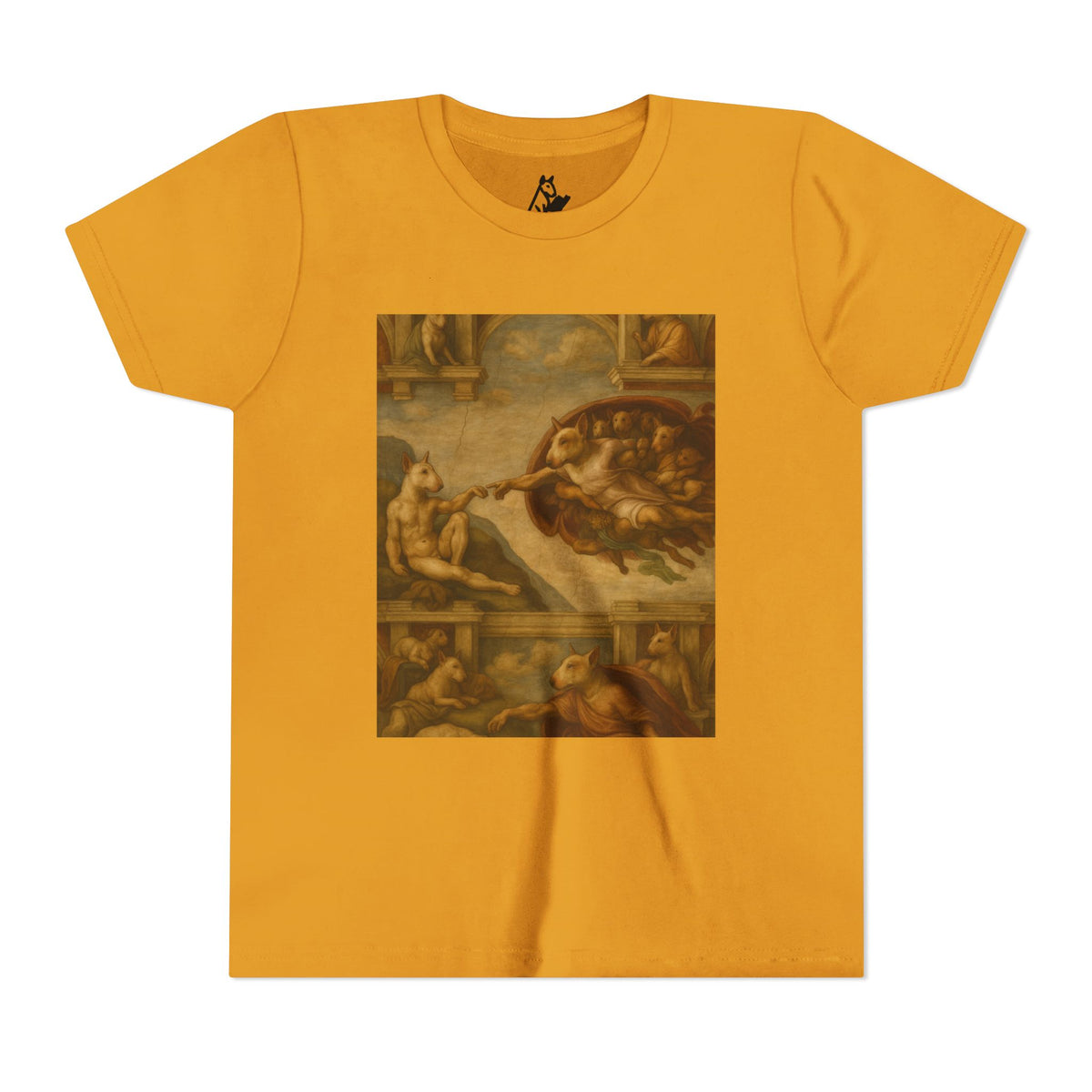 Bull Terrier The Creation of Adam — after Michelangelo, 1512 | Youth Tee