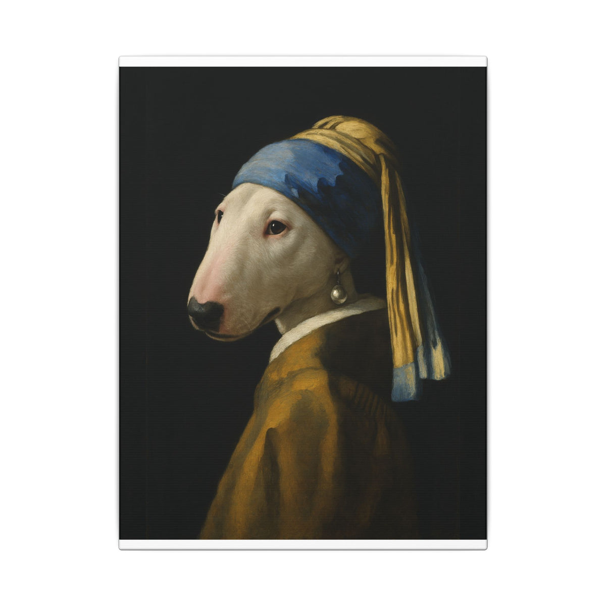 Bull Terrier Girl with a Pearl Earring — after Johannes Vermeer, c.1665 | Canvas