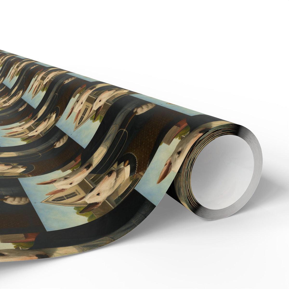 Bull Terrier American Gothic — after Grant Wood, 1930 | Wrapping Paper