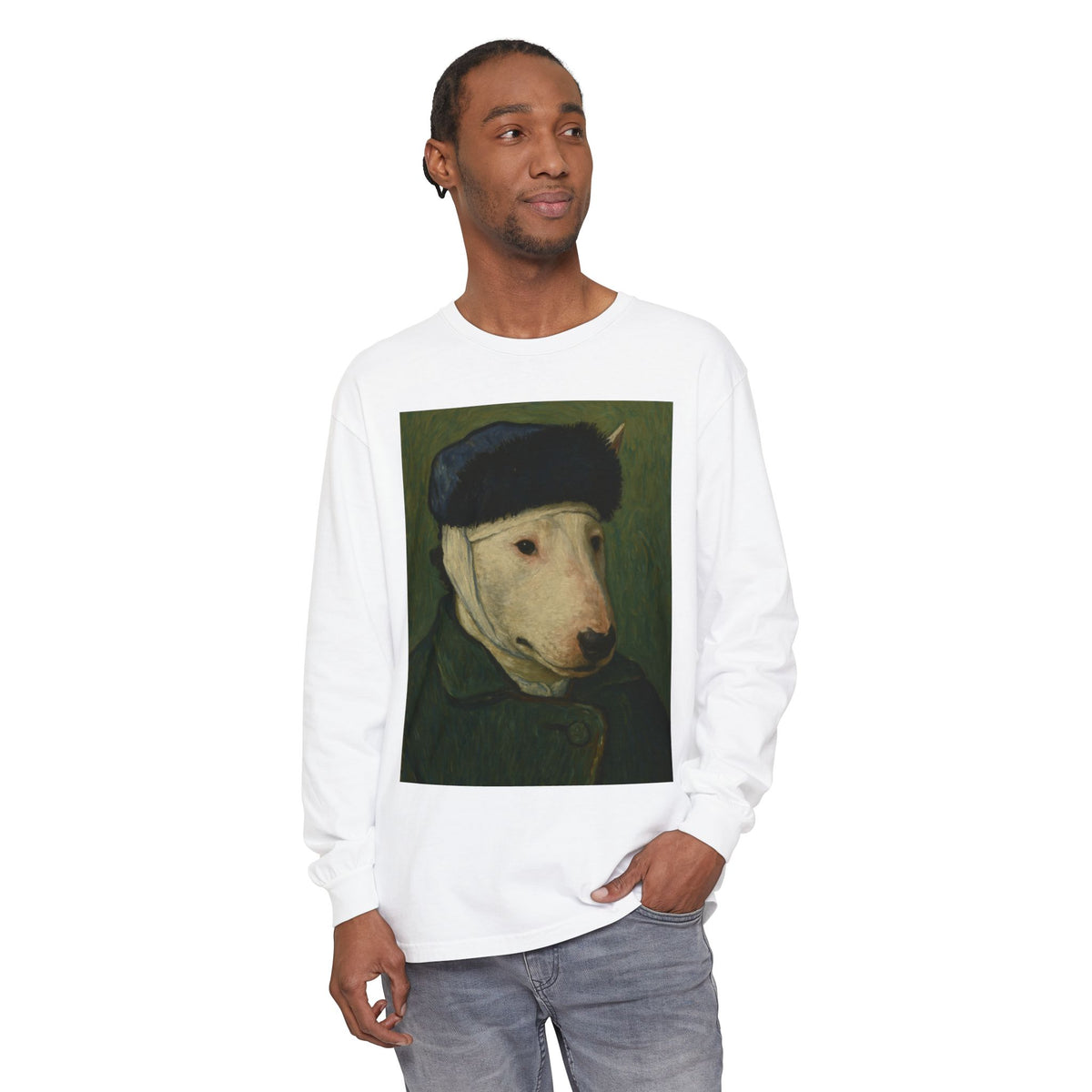 Bull Terrier Self-Portrait with Bandaged Ear — after Vincent van Gogh, 1889 | Long Sleeve
