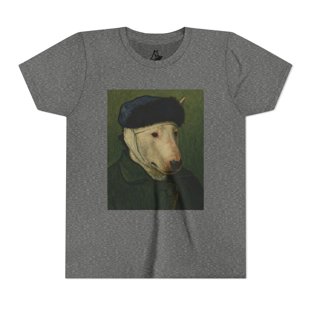 Bull Terrier Self-Portrait with Bandaged Ear — after Vincent van Gogh, 1889 | Youth Tee