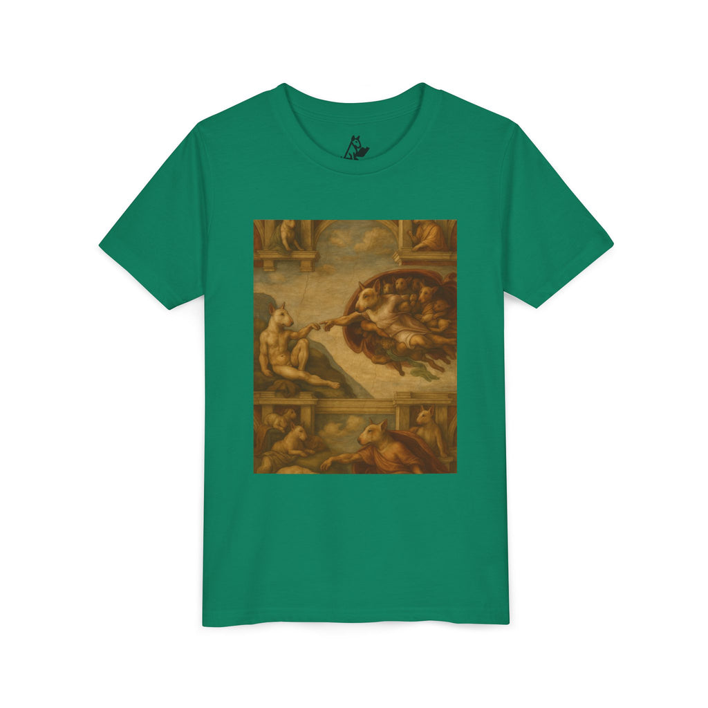 Bull Terrier The Creation of Adam — after Michelangelo, 1512 | Youth Tee