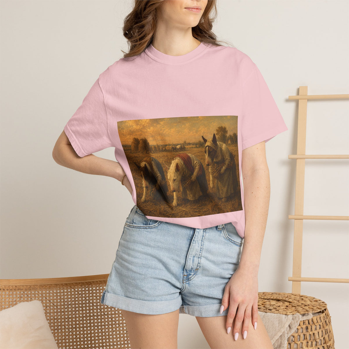 Bull Terrier The Gleaners — after Jean-Francois Millet, 1857 | Garment-Dyed Tee