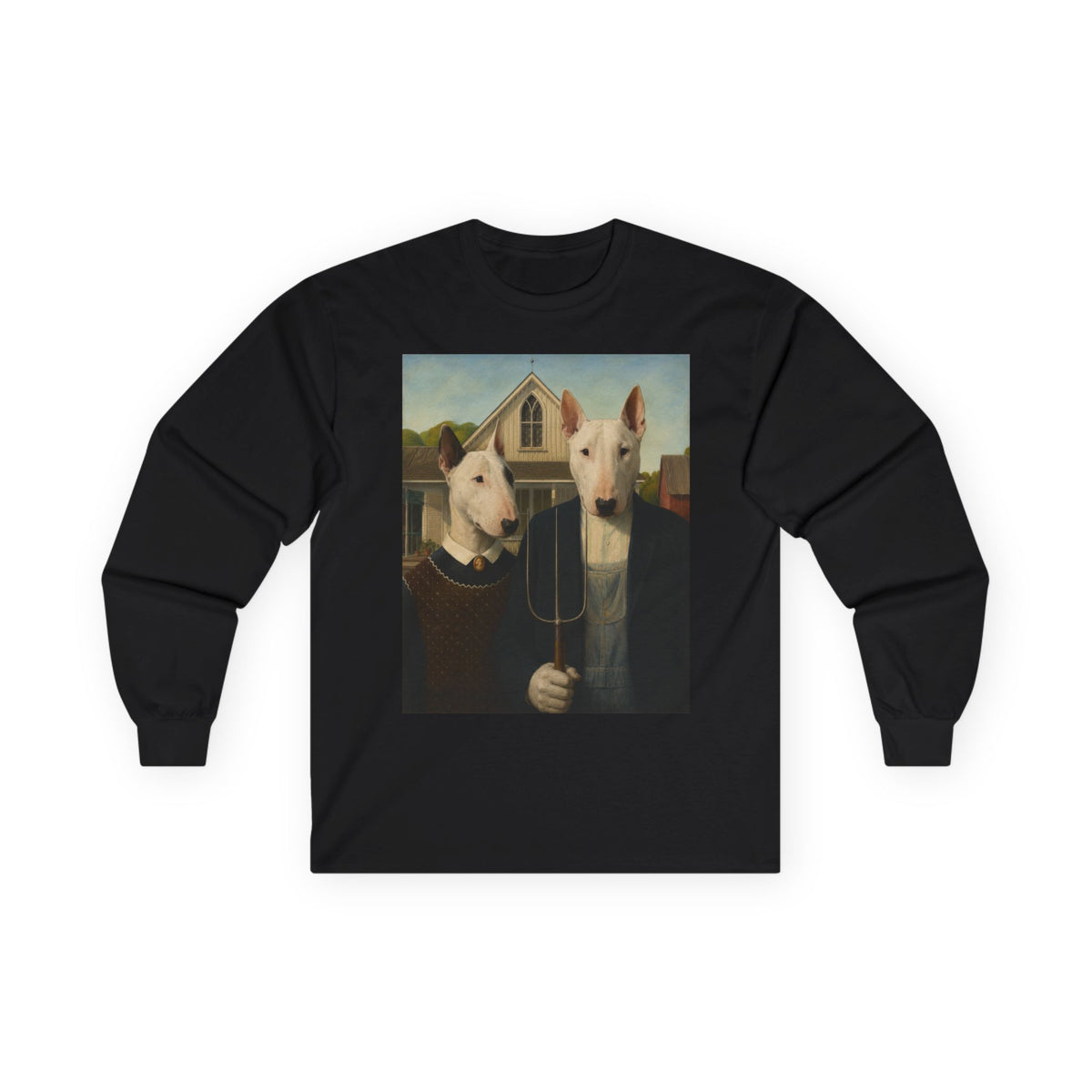 Bull Terrier American Gothic — after Grant Wood, 1930 | Long Sleeve