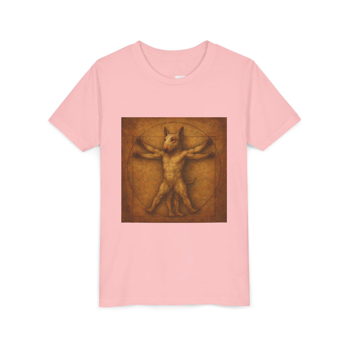 Bull Terrier Vitruvian Man — after Leonardo da Vinci, c.1490 | Youth Tee