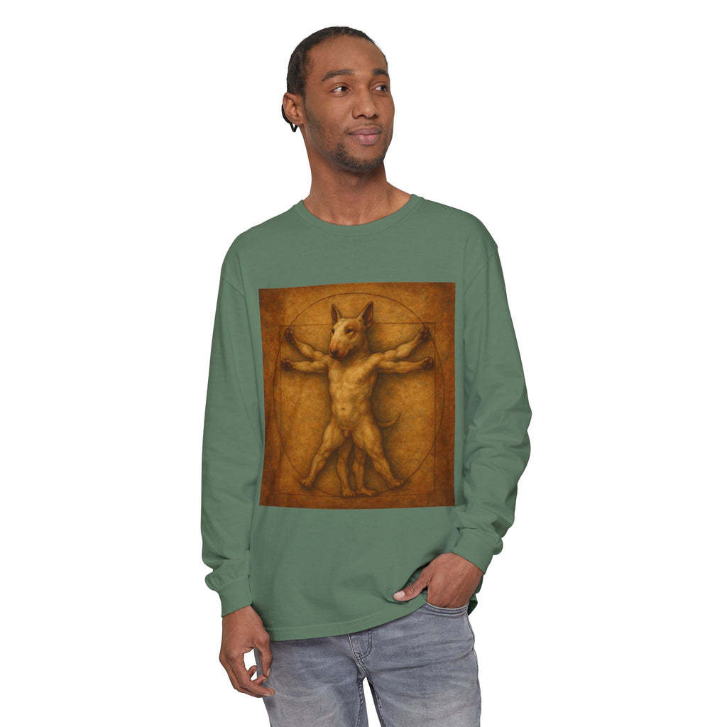 Bull Terrier Vitruvian Man — after Leonardo da Vinci, c.1490 | Long Sleeve