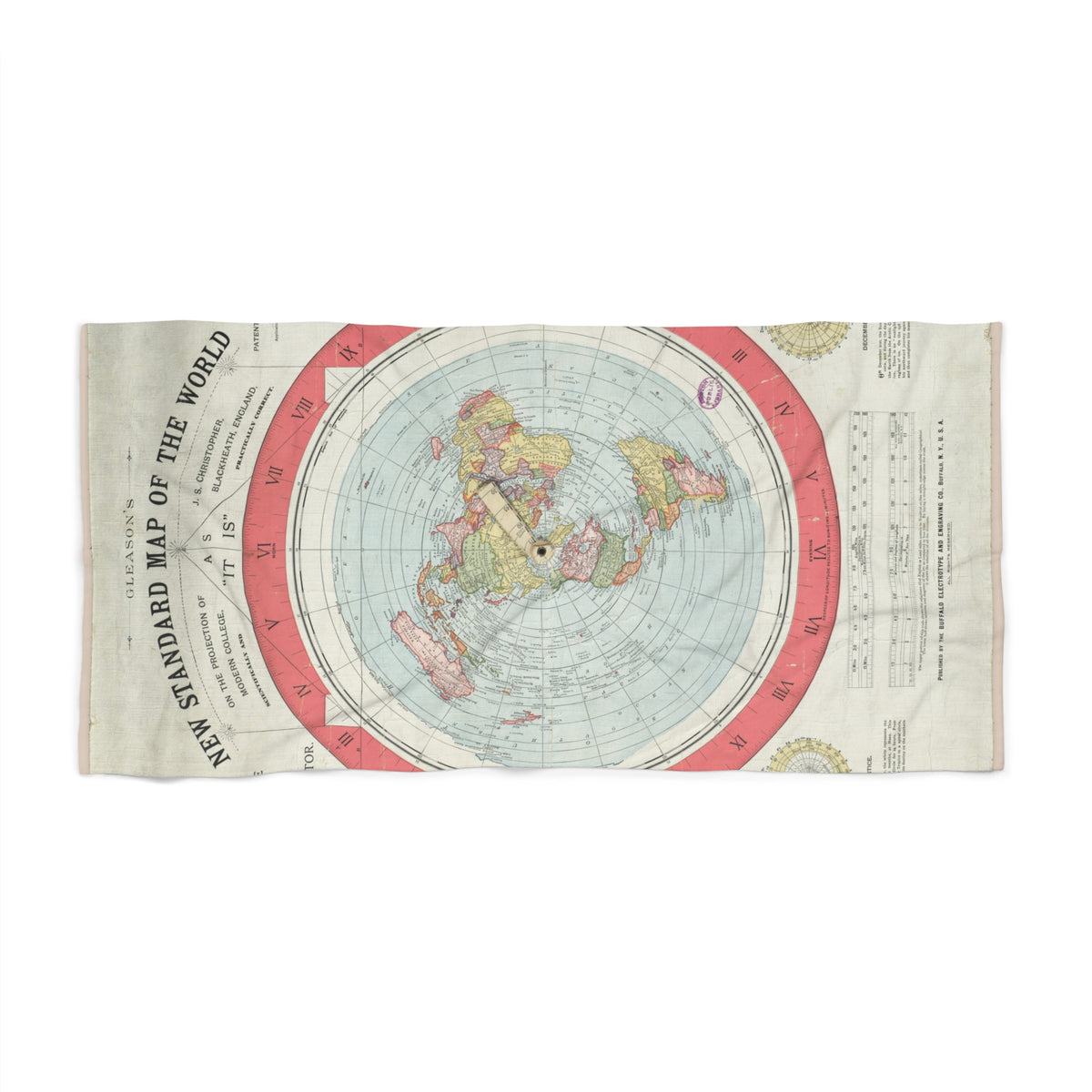 Gleason's New Standard Map of the World, 1892 | Beach Towel