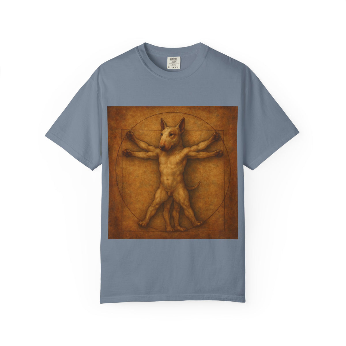 Bull Terrier Vitruvian Man — after Leonardo da Vinci, c.1490 | Garment-Dyed Tee