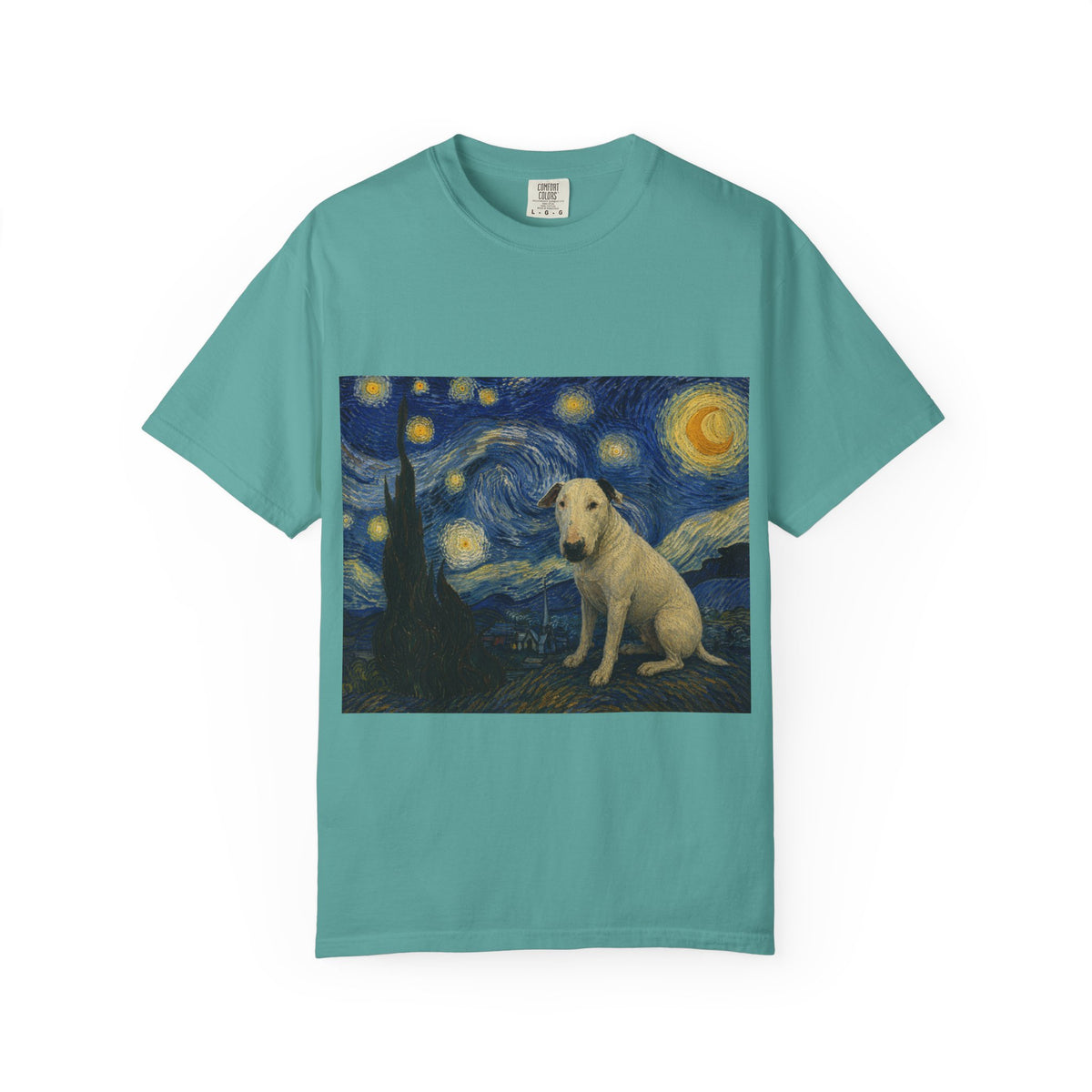 Bull Terrier The Starry Night — after Vincent van Gogh, 1889 | Garment-Dyed Tee