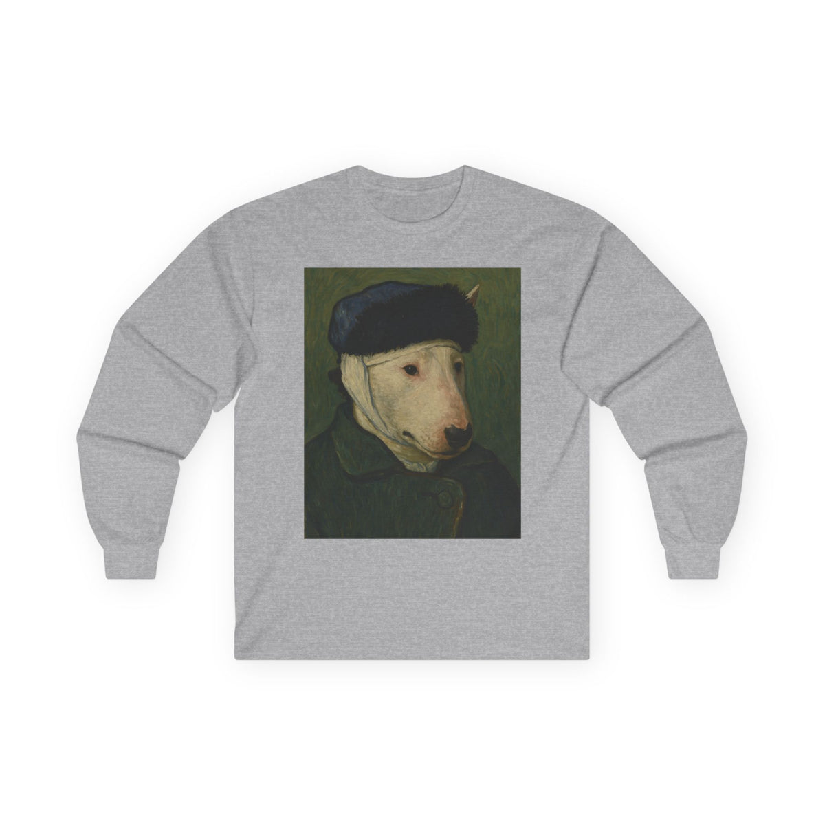 Bull Terrier Self Portrait Bandaged Ear — after Vincent van Gogh, 1889 | Long Sleeve