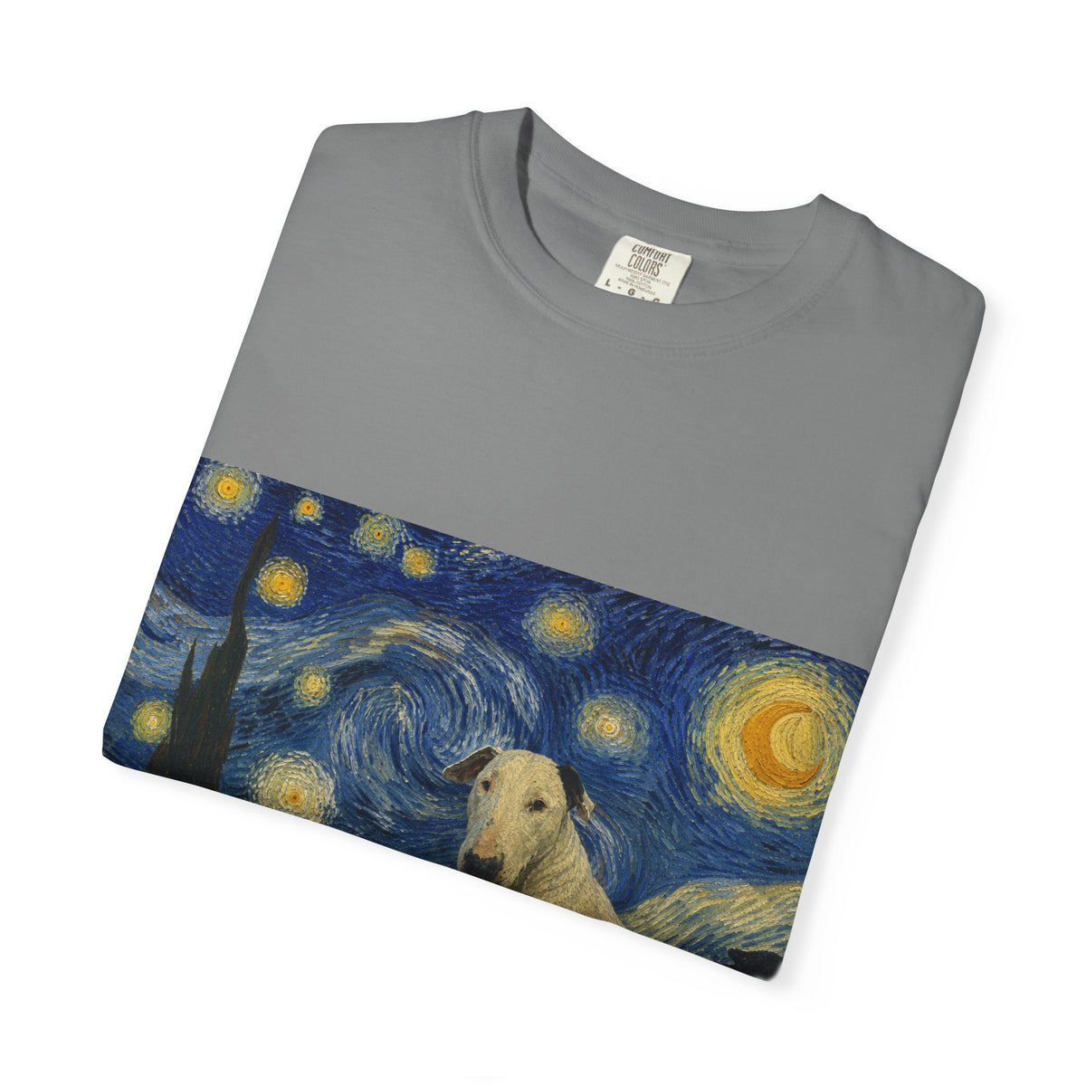 Bull Terrier The Starry Night — after Vincent van Gogh, 1889 | Garment-Dyed Tee