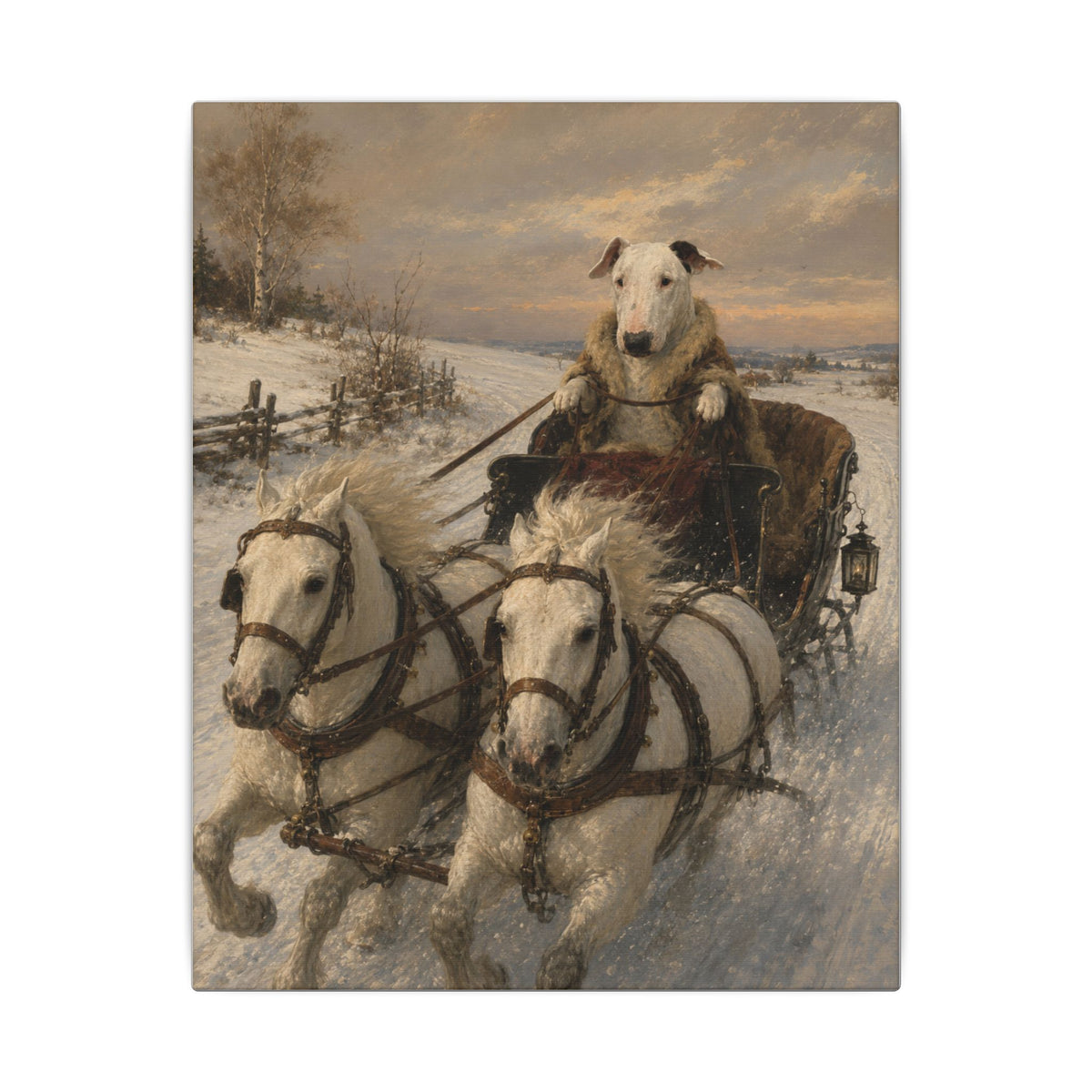 Bull Terrier Sleigh Ride — after Alfred Wierusz-Kowalski, c.1890 | Canvas