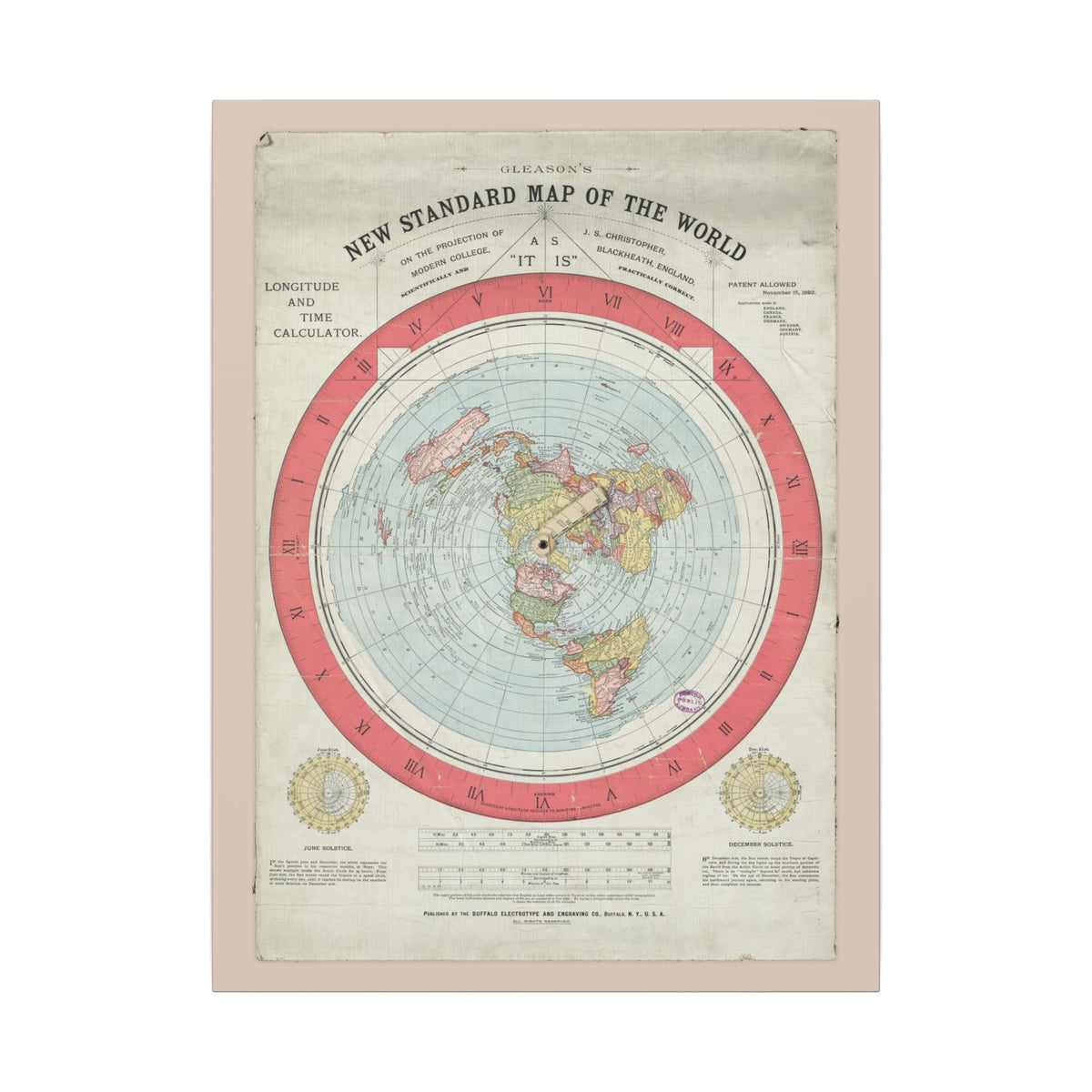 Gleason's New Standard Map of the World, 1892 | Canvas