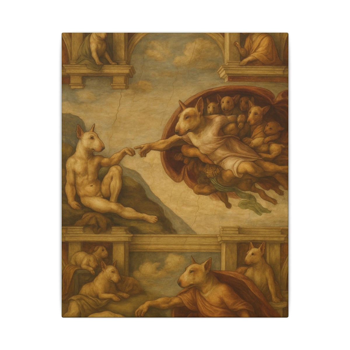 Bull Terrier The Creation of Adam — after Michelangelo, 1512 | Canvas