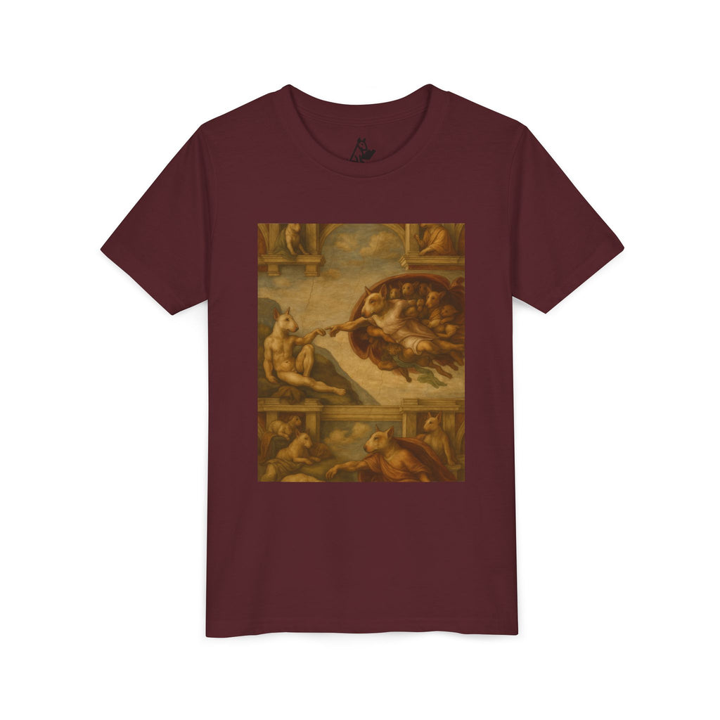 Bull Terrier The Creation of Adam — after Michelangelo, 1512 | Youth Tee