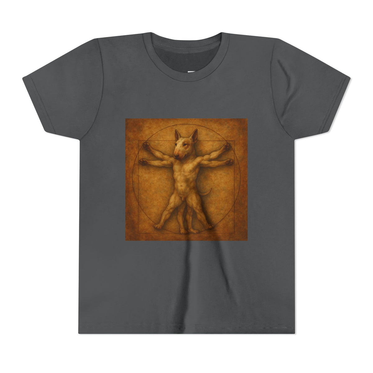 Bull Terrier Vitruvian Man — after Leonardo da Vinci, c.1490 | Youth Tee