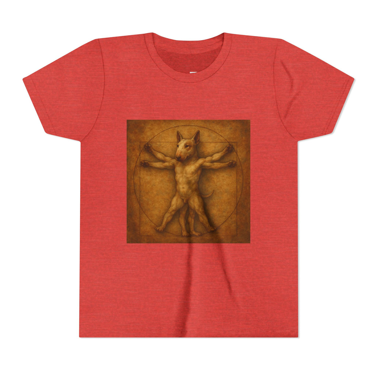 Bull Terrier Vitruvian Man — after Leonardo da Vinci, c.1490 | Youth Tee