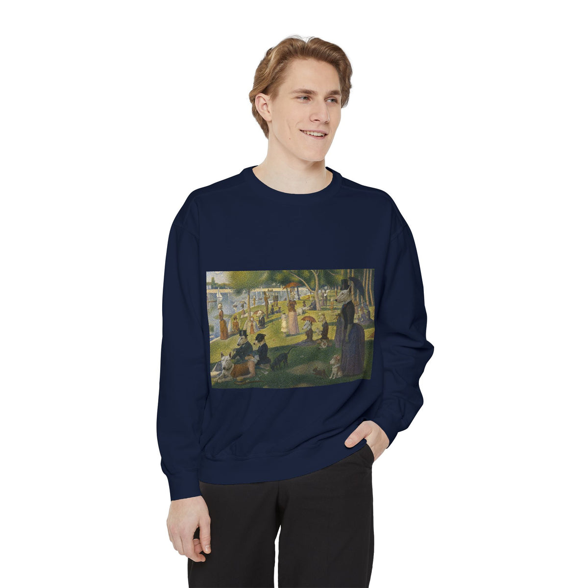 Bull Terrier A Sunday Afternoon on La Grande Jatte — after Georges Seurat, 1886 | Crewneck