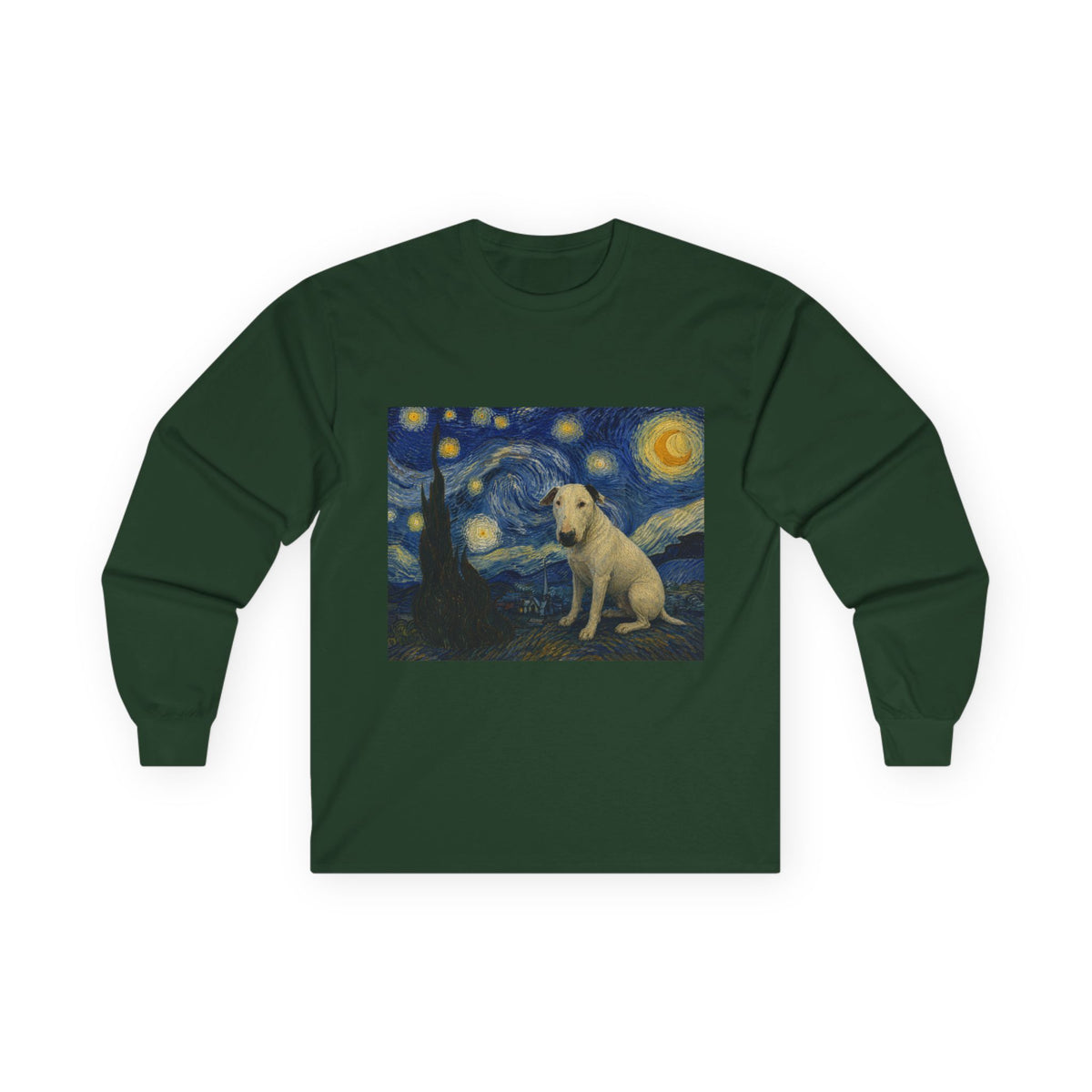 Bull Terrier Starry Night — after Vincent van Gogh, 1889 | Long Sleeve