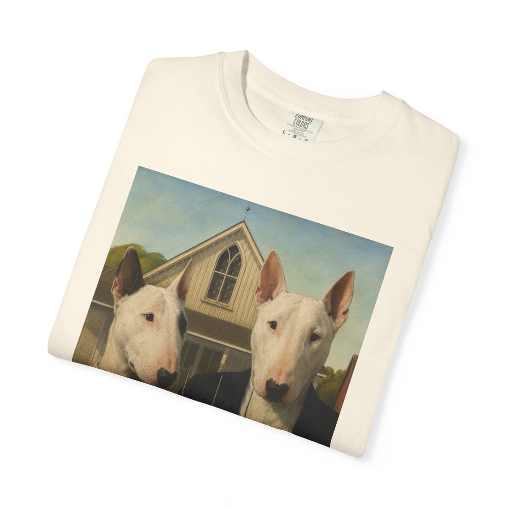 Bull Terrier American Gothic — after Grant Wood, 1930 | Garment-Dyed Tee