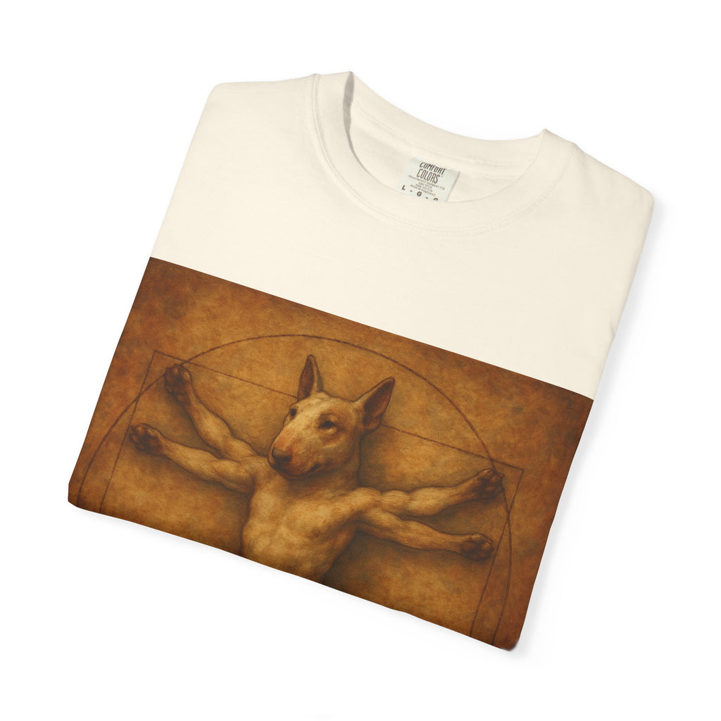 Bull Terrier Vitruvian Man — after Leonardo da Vinci, c.1490 | Garment-Dyed Tee