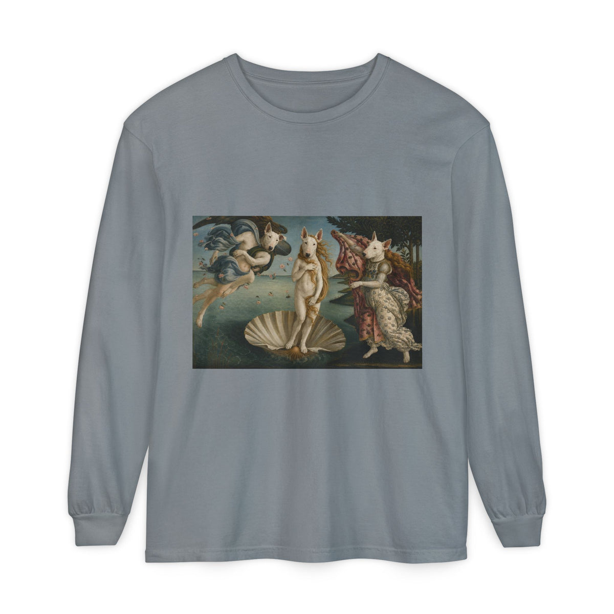 Bull Terrier The Birth of Venus — after Sandro Botticelli, c.1485 | Long Sleeve