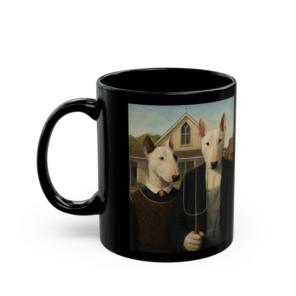 Bull Terrier American Gothic — after Grant Wood, 1930 | Mug (11oz, 15oz)