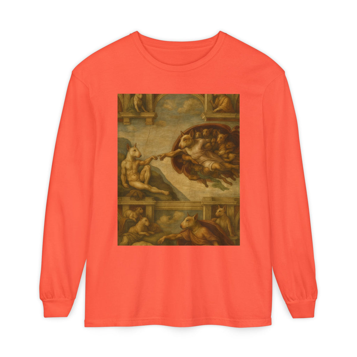 Bull Terrier The Creation of Adam — after Michelangelo, 1512 | Long Sleeve
