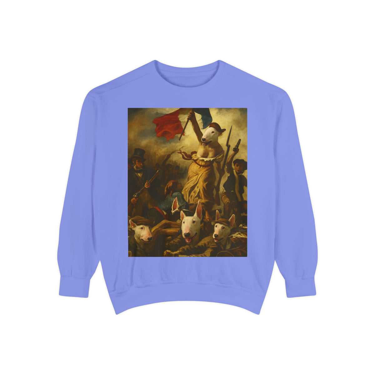 Bull Terrier Liberty Leading the People — after Eugene Delacroix, 1830 | Crewneck