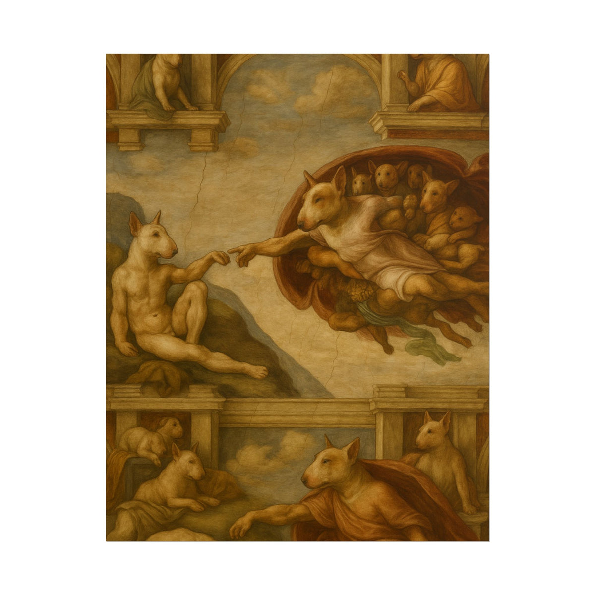 Bull Terrier The Creation Of Adam — after Michelangelo, 1512 | Print