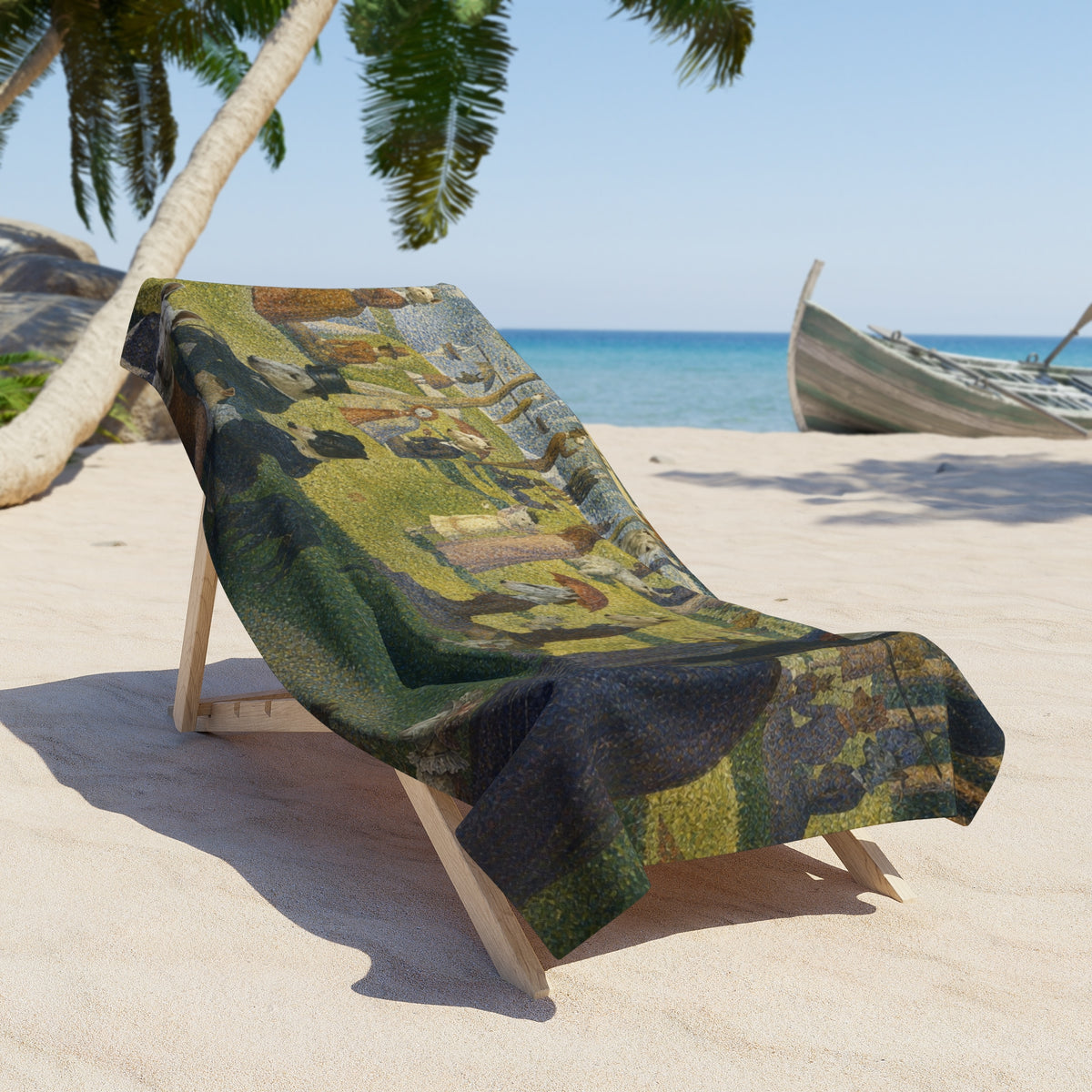 Bull Terrier A Sunday Afternoon on La Grande Jatte — after Georges Seurat, 1886 | Beach Towel