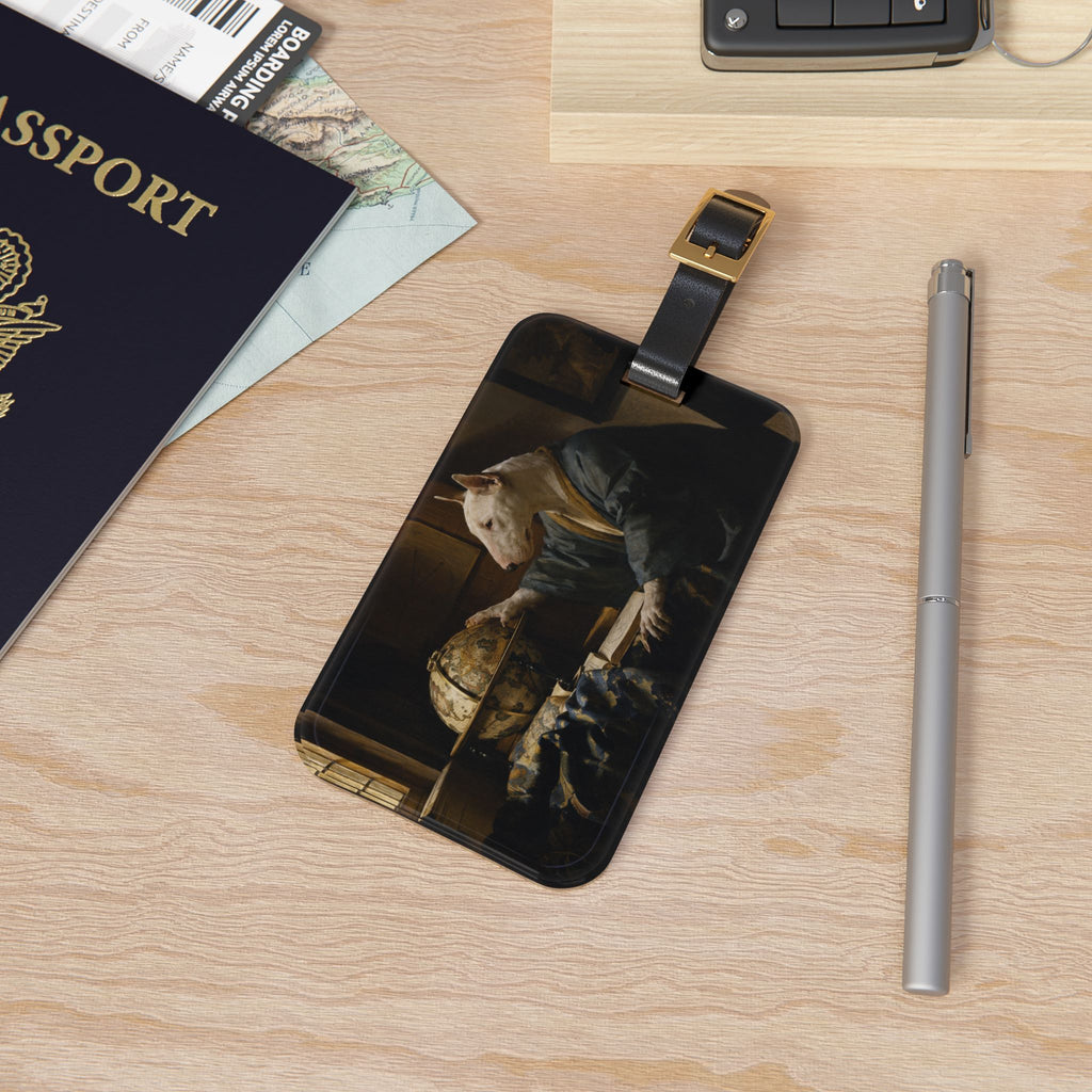 Bull Terrier The Astronomer — after Johannes Vermeer, 1668 | Luggage Tag