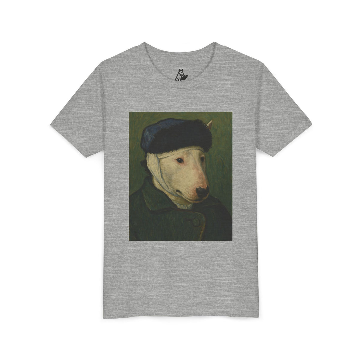Bull Terrier Self-Portrait with Bandaged Ear — after Vincent van Gogh, 1889 | Youth Tee