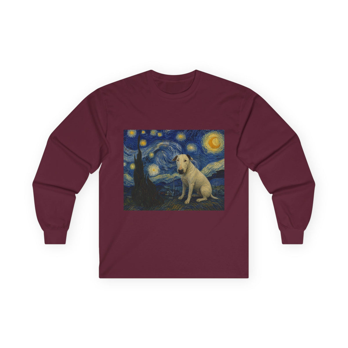 Bull Terrier Starry Night — after Vincent van Gogh, 1889 | Long Sleeve