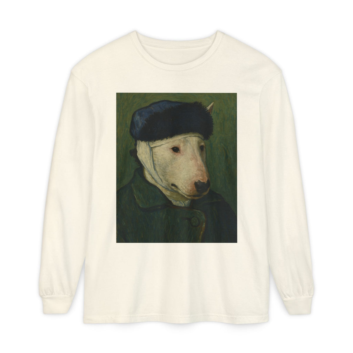 Bull Terrier Self-Portrait with Bandaged Ear — after Vincent van Gogh, 1889 | Long Sleeve