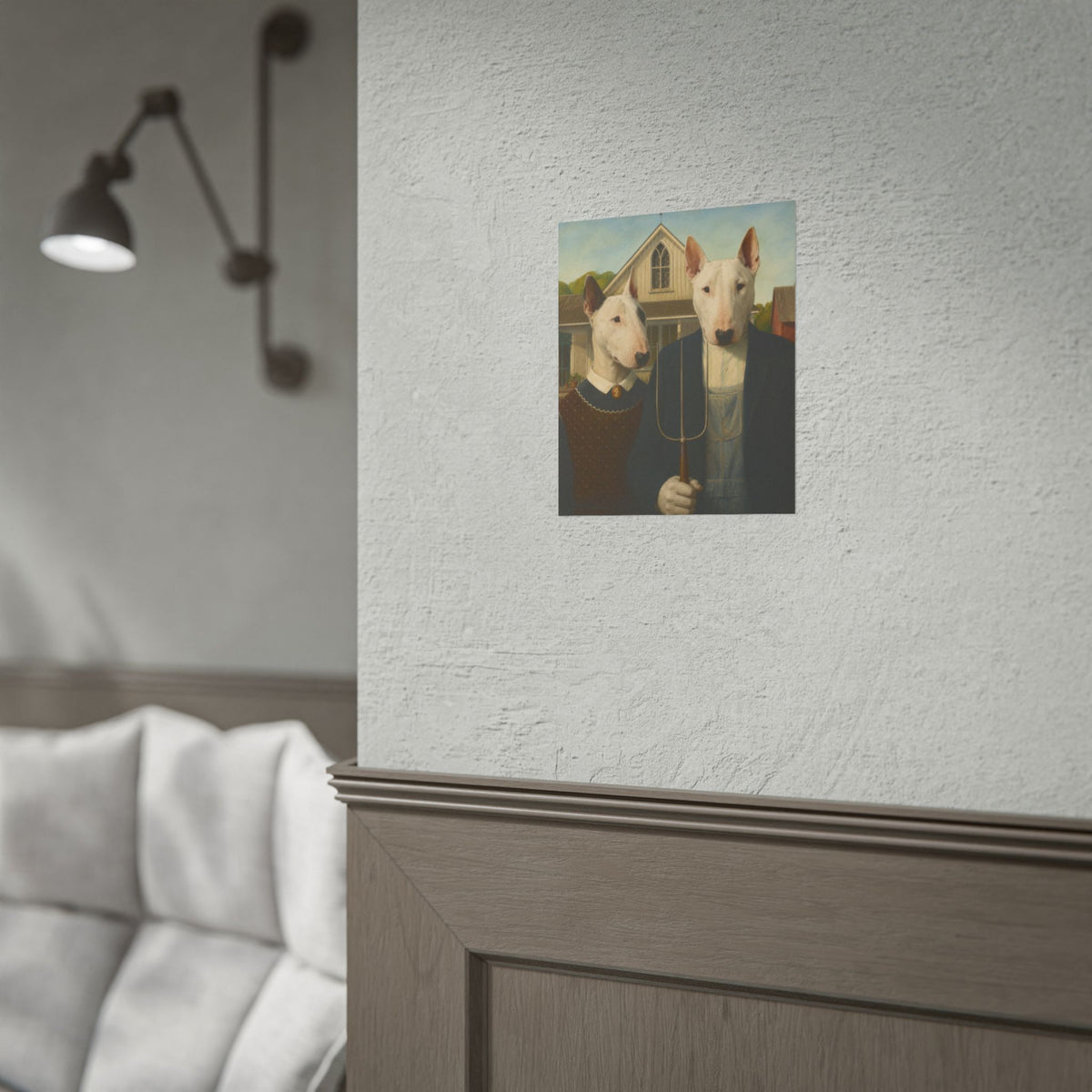 Bull Terrier American Gothic — after Grant Wood, 1930 | Print