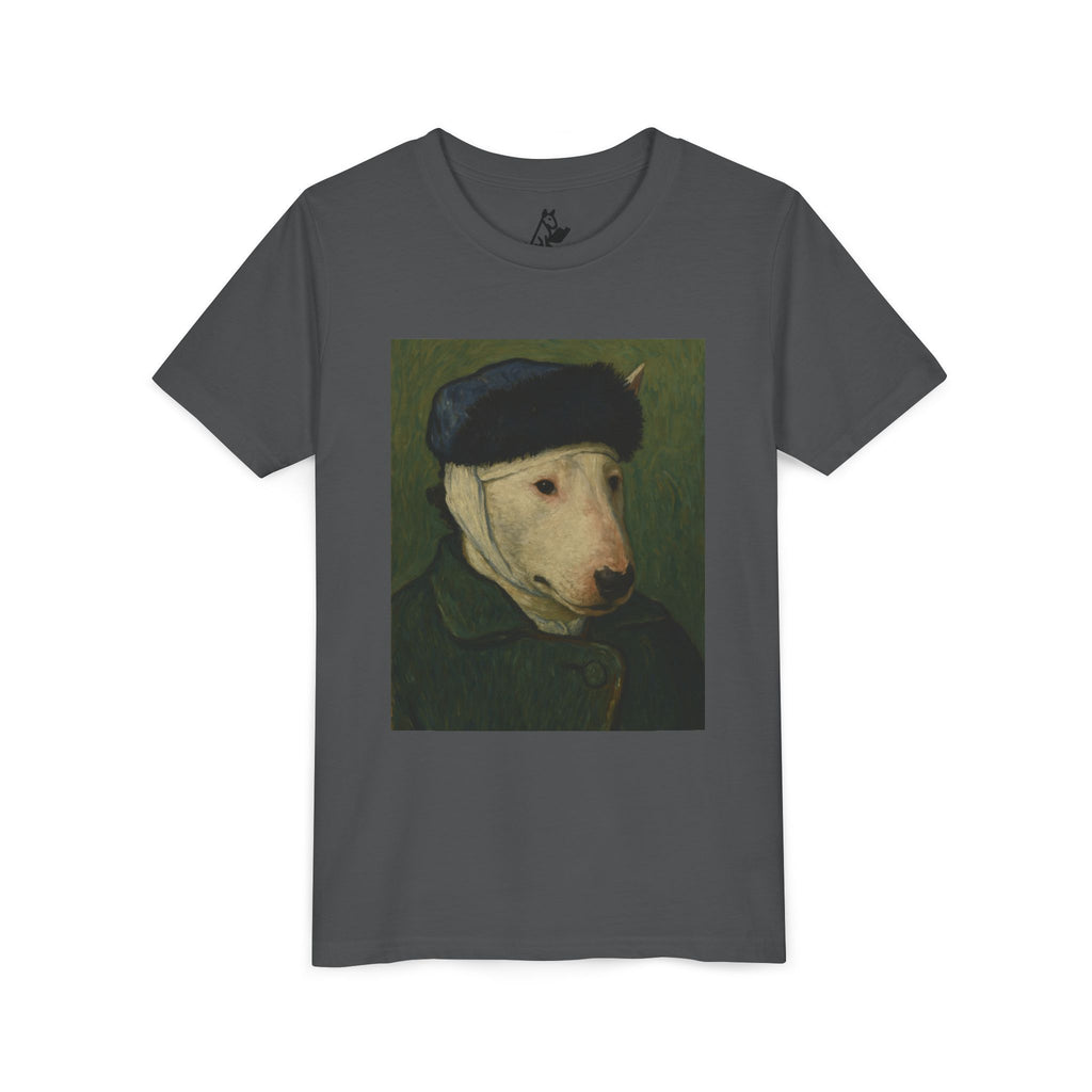 Bull Terrier Self-Portrait with Bandaged Ear — after Vincent van Gogh, 1889 | Youth Tee