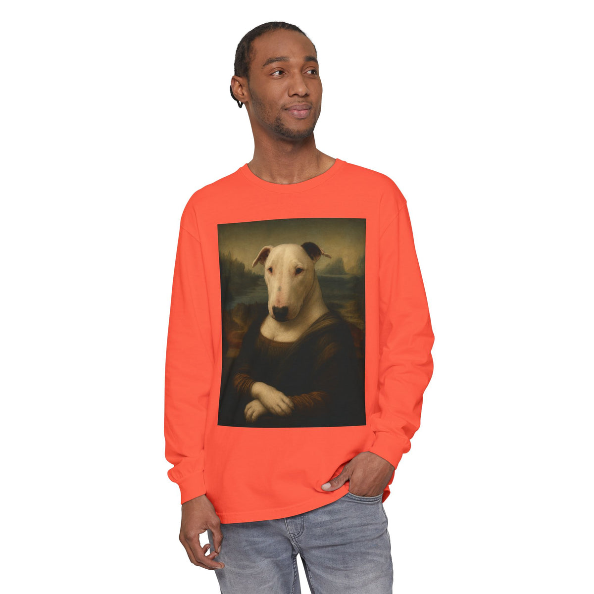 Bull Terrier Mona Lisa — after Leonardo da Vinci, c.1503 | Long Sleeve