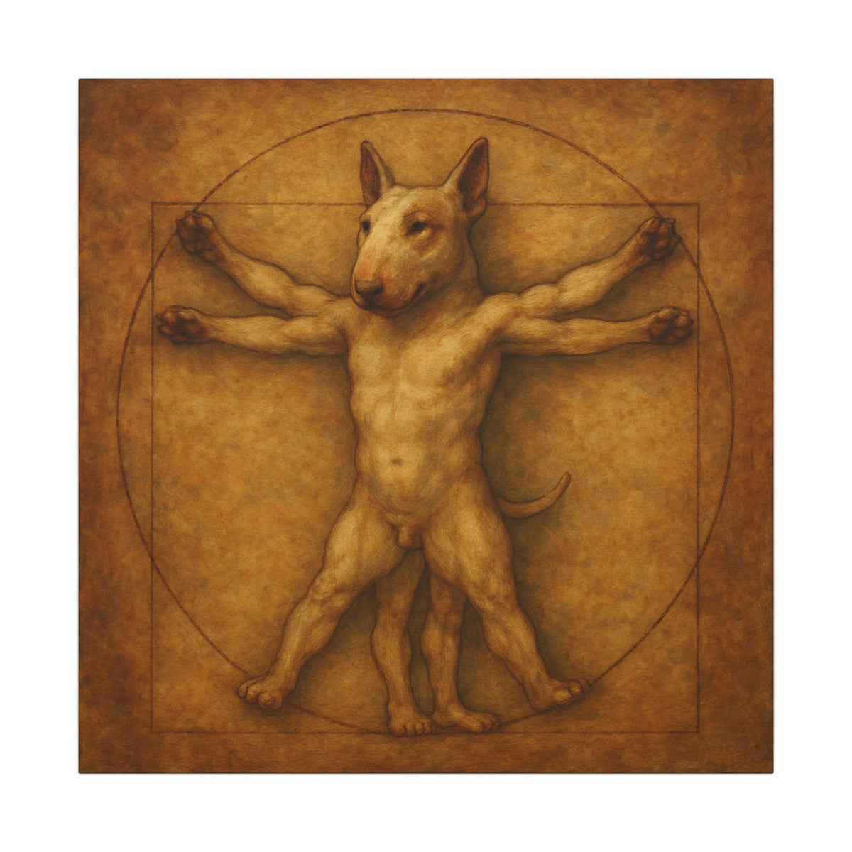 Bull Terrier Vitruvian Man — after Leonardo da Vinci, c.1490 | Canvas