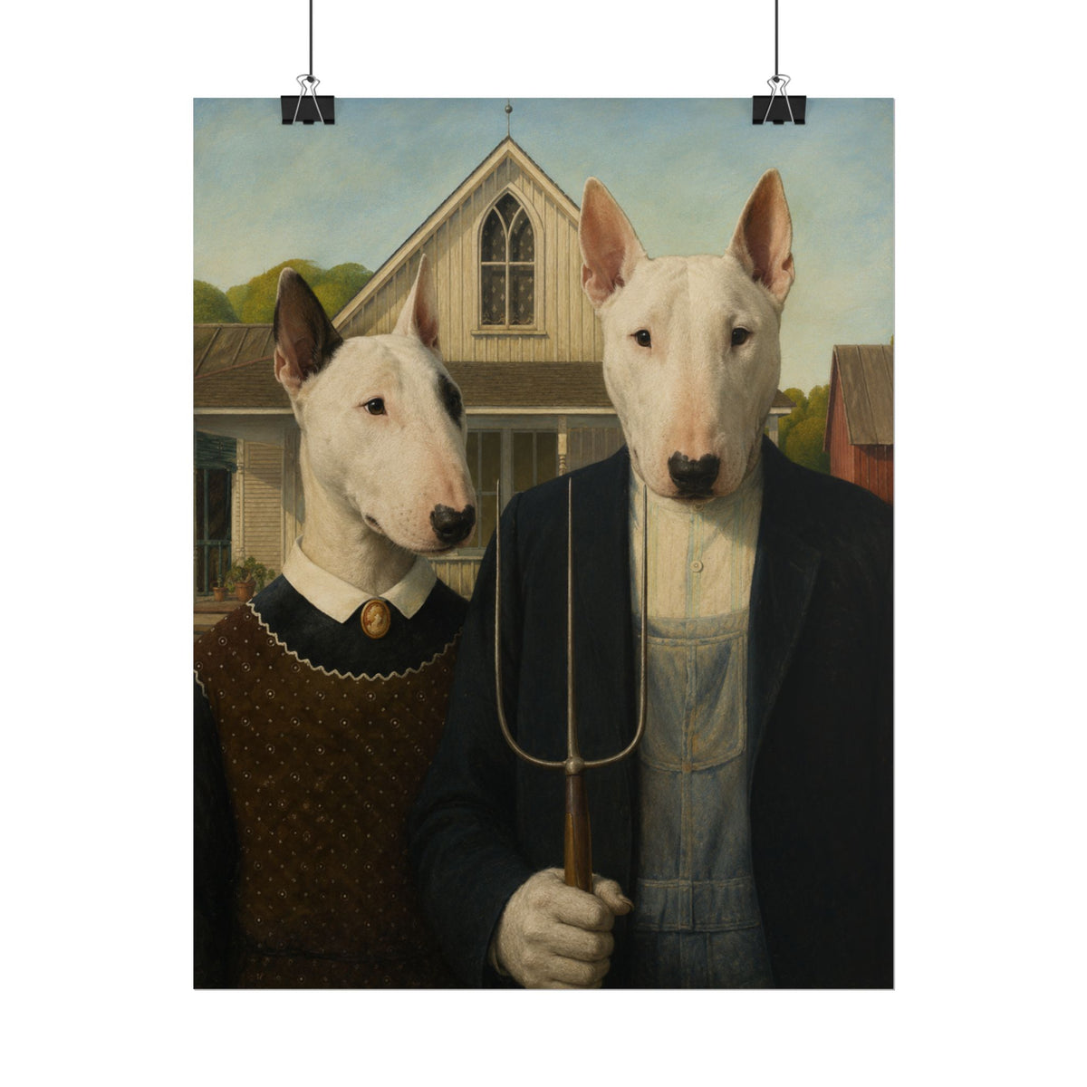 Bull Terrier American Gothic — after Grant Wood, 1930 | Print