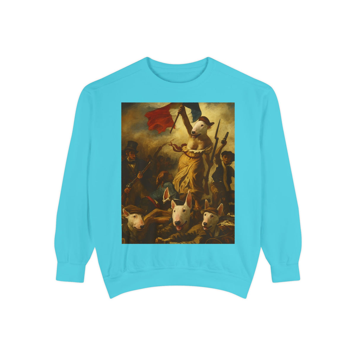 Bull Terrier Liberty Leading the People — after Eugene Delacroix, 1830 | Crewneck