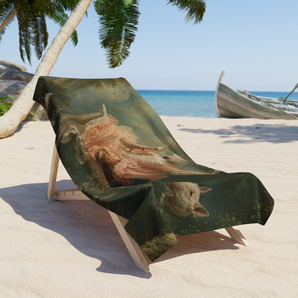 Bull Terrier The Swing — after Jean-Honore Fragonard, 1767 | Beach Towel