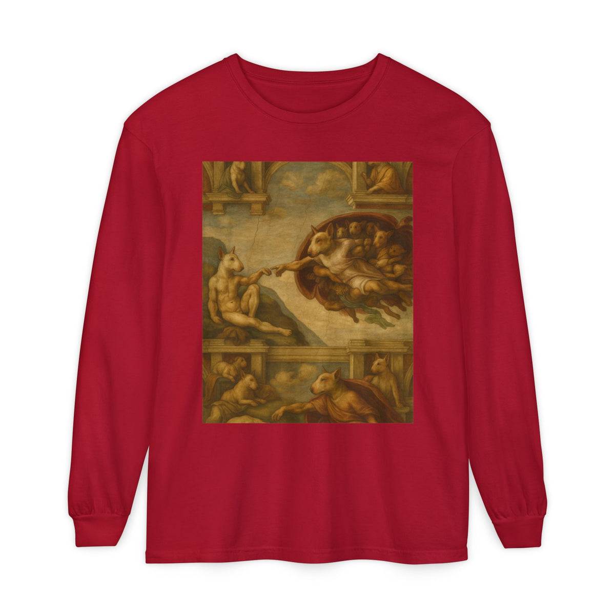 Bull Terrier The Creation of Adam — after Michelangelo, 1512 | Long Sleeve