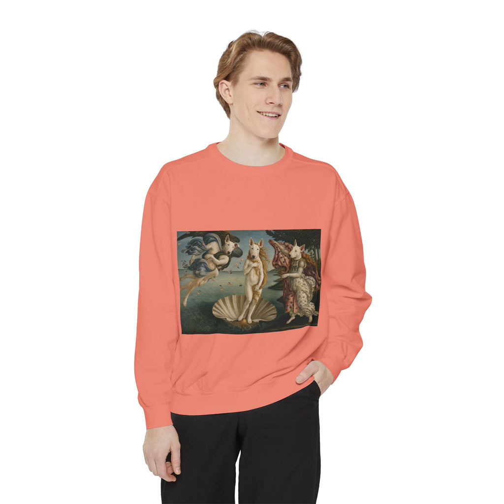 Bull Terrier The Birth of Venus — after Sandro Botticelli, c.1485 | Crewneck