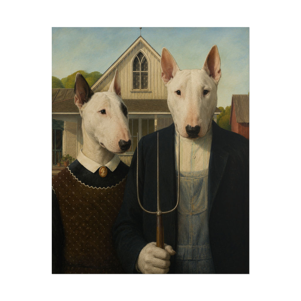 Bull Terrier American Gothic — after Grant Wood, 1930 | Print